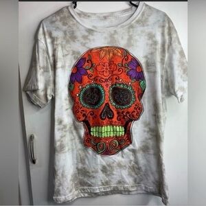 Fosforos Galileo Sugar Skull Tie Dye Tee Shirt